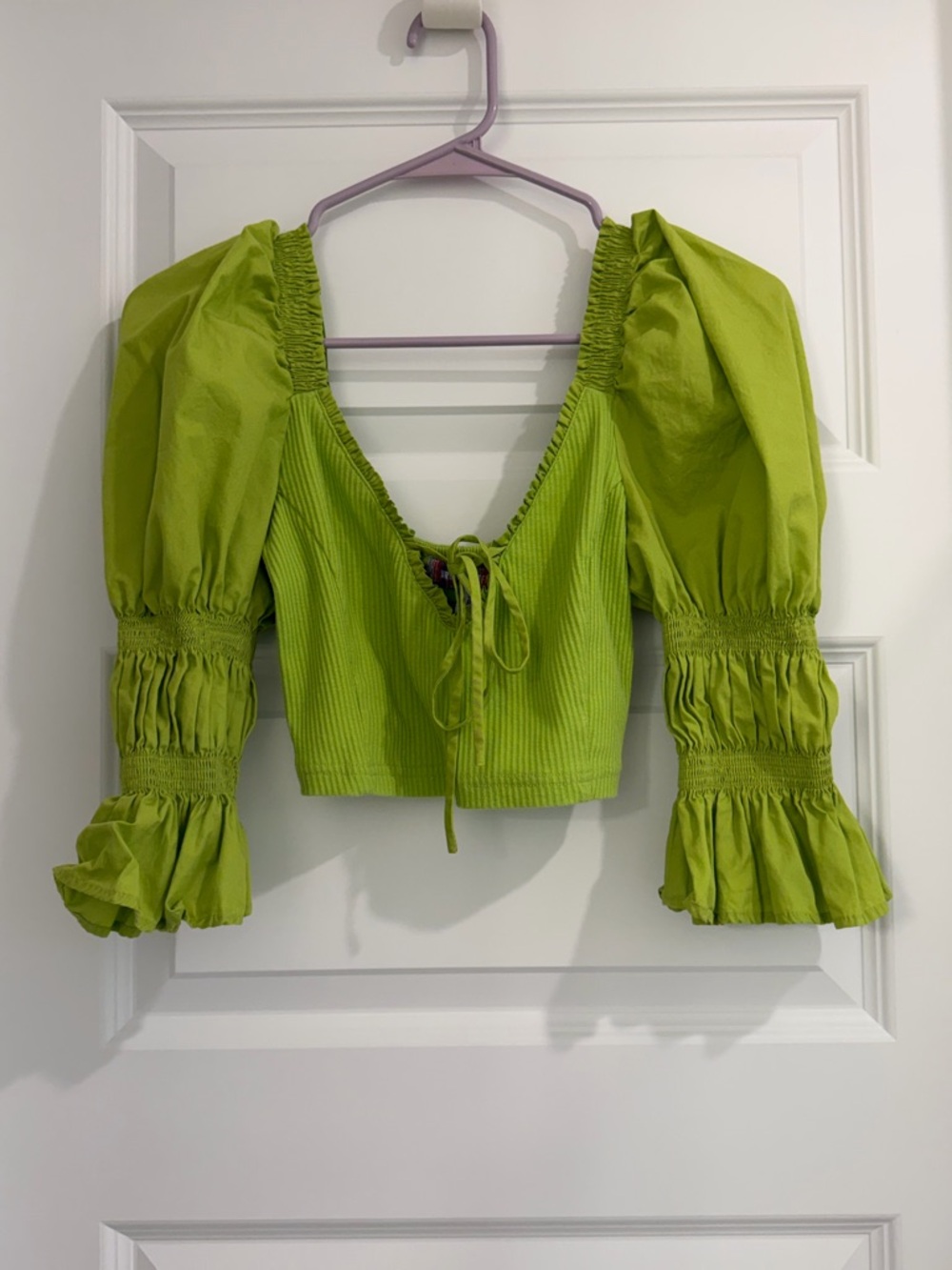 Urban Outfitters Lime Green Puff Sleeve Crop Top